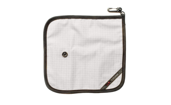 The back of a Tool Pen Wrap in Tahoma (white with white grid) 200 Halcyon.